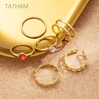 tatham regalos anillos conjuntos de 6 unids/set conjunto de anillos de apertura anillo cadena minimalismo anillo de dedo moda joyería redonda vintage estilo coreano