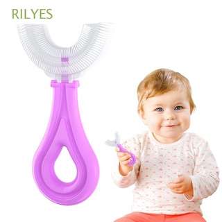 RILYES Toddlers U-shape Baby Toothbrush Healthy Teeth Cleaner Children Silicone Toothbrush Soft Bristle Training Tooth Brushes Infant Manual Baby Kids 1-13 Years Old Oral Care