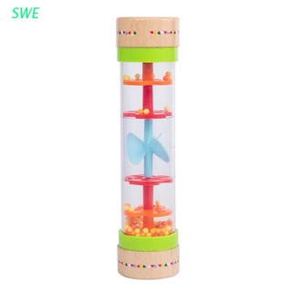 swe madera rainmaker sonajero juguete con cuentas gotas de lluvia tubo de lluvia reloj de arena mini muscial palo shaker juguetes para niños pequeños