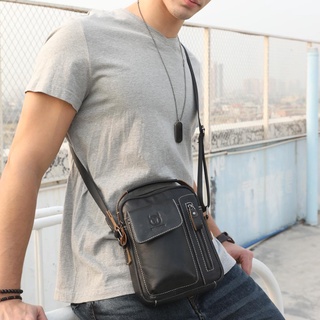 【fw】BULLCAPTAIN Casual Men Leather Sling Messenger Bag Shoulder Crossbody Bags