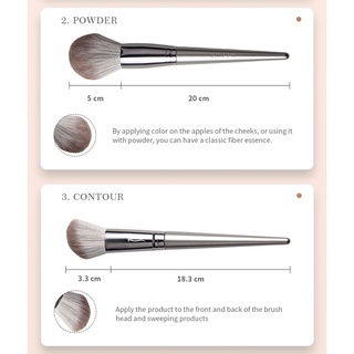 juego de brochas de maquillaje suave natural cabello plateado sombra de ojos resaltar cejas polvo corrector base blush contorno herramientas de belleza (8)