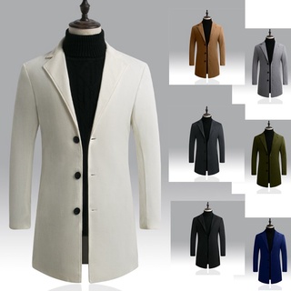 7 colores e invierno hombres abrigo de lana caballero delgado de longitud media cortavientos M-5XL (1)