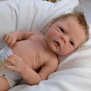 Bb muñecas Reborn de 18 pulgadas, muñecas nutritivas, muñeca recién nacida de silicona suave simulación realista juguete niña ojos abiertos (7)
