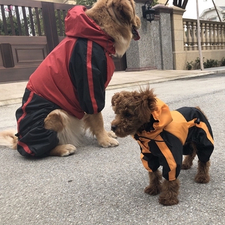 Encantadora mascota perro ropa de lluvia abrigos impermeables impermeables 4 piernas impermeable para perros pequeños medianos grandes ~ (9)