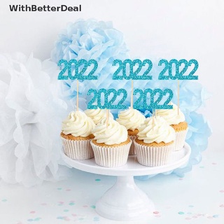2022 feliz año nuevo decoración de tarta oro plata azul Glitter Cupcake Topper