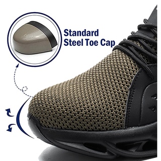 Woovoo zapatos de seguridad antideslizantes antideslizantes Anti Smash protector de acero puntera botas de los hombres zapatos de Kasut Kasut Kasut Kerja más el tamaño 36-46 (1)