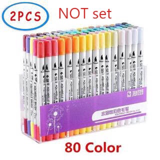 2 pzs set de rotuladores marcadores con doble punta/tinta a base de agua (colores aleatorios)