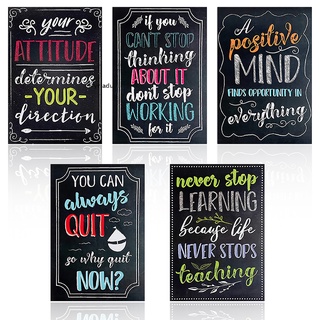 [Myriadu] 5 PCS Growth Mindset Poster Set Classroom Inspirational Posters Alphabet .