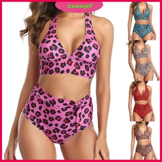 Traje De baño con estampado De Leopardo para mujer/Cintura Alta/Sexy/bikini con abertura & Wpf