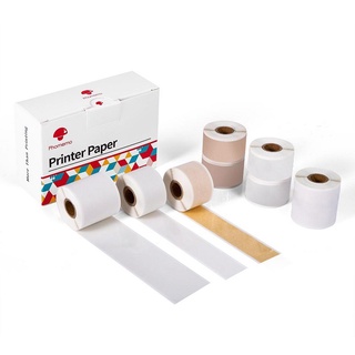 Phomemo M02S M02PRO - papel térmico adhesivo para impresora, transparente, dorado, purpurina de plata, papel adhesivo de 15 mm-25 mm, - m de longitud, 8 rollos en total (1)