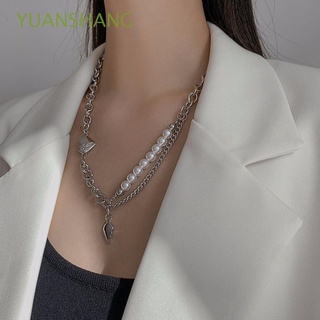 Yuanshang collar metálico De aleación con pedrería y corazón Estilo Coreano
