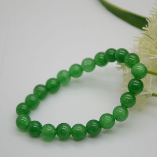 pulsera de piedras preciosas redondas de jade verde oscuro de 8 mm natural