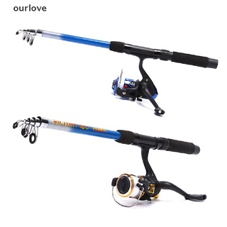[ourlove] caña de pescar completa con caña telescópica de pesca y carrete giratorio cebos de pesca [ourlove] (1)