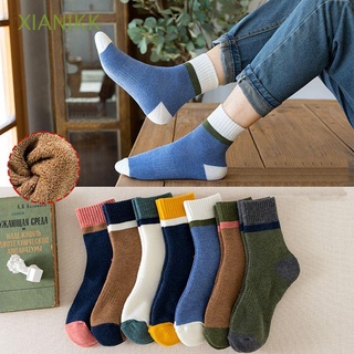 XIANIKK 1 Pair Socks Cotton socks Deodorant Men sock Keep warm Autumn and winter vintage Plus velvet Floor socks