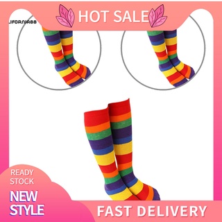 Caf -- medias elásticas con rayas de Color arcoíris para niños/niñas/otoño/medias altas de rodilla