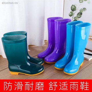☊✵○Nuevos zapatos de agua moda para mujer botas de lluvia antideslizantes de tubo alto botas de lluvia tubo medio para adultos más zapatos de goma de invierno cálidos de terciopelo chanclos