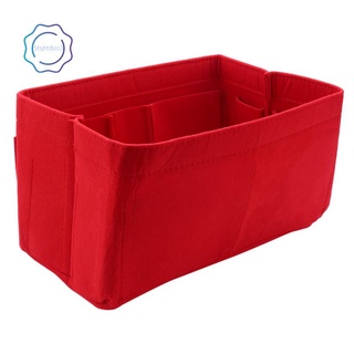 rojo hogar bolsa de almacenamiento bolso organizador de fieltro insertar bolsa de maquillaje organizador interior bolso portátil bolsas de cosméticos