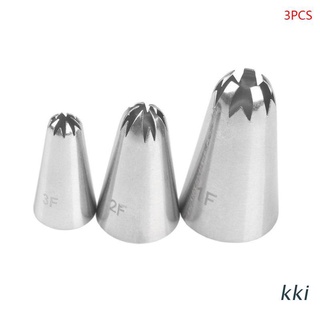 kki. 3pcs/set Stainless Steel Cake Icing Piping Tips Nozzles Dessert Mold Flower Shaping Baking Pastry Decorating Tools