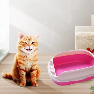 inodoro cama para gatos caja de arena antisalpicaduras de plástico para mascotas (rosa) (3)