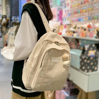 Mochila de pana a rayas para mujer, morral escolar para adolescentes, niños y niñas, bolso de moda Harajuku de lujo, paquete de libros para estudiantes