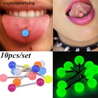 [enjoysportshg] 10 unids/set luminoso bola barbell stud lengua anillos barras cuerpo piercing joyería [caliente]