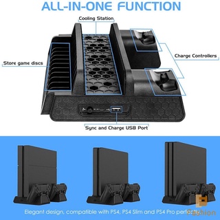 Vertical Cooling Fan Stand Cooler With Dual Controller Charger for PS4/PS4 Slim/PS4 Pro Console