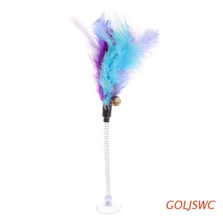 goljswc gato juguetes pluma palo primavera ventosa mascota teaser divertida varita interactiva campana