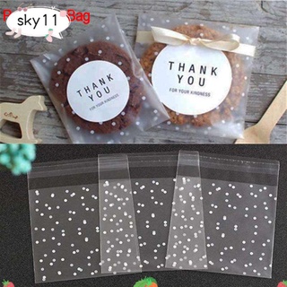 sky 100pcs fiesta bolsa de embalaje autoadhesiva bolsillos de caramelo bolsas de galletas herramienta de pastelería galletas puntos de cumpleaños esmerilado suministros de envoltura para hornear (1)