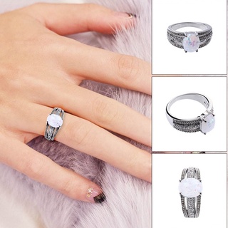 exquisito anillo de plata ovalado cabujón fuego ópalo diamante joyería patrón de la suerte navidad cumpleaños propuesta regalo novia compromiso fiesta boda anillos