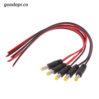 g.co 5 Pcs 5.5x2.1mm Male DC Power Plug Connector CCTV PSU Pigtail Cable Jack 12V