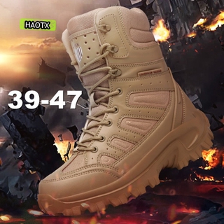 haotx ejército de los hombres botas tácticas al aire libre senderismo de corte alto combate swat botas de seguridad zapatos más el tamaño 39-47