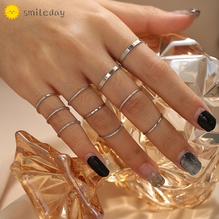 Vintage oro Sliver anillo conjunto Simple moda anillos de dedo mujeres niñas fiesta joyería accesorios regalo