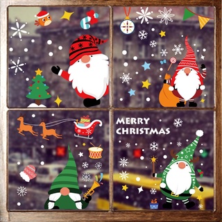 pegatina electrostática de cristal para ventana de navidad, decoración de pared de papá noel