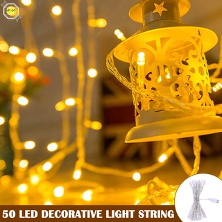 50leds decoración cadena de luces pequeñas bombillas casa navidad festiva jardín cadena de luces