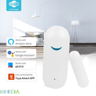 Media Tuya Smart Wifi Sensor de puerta puerta abierta/cerrada detectores Wifi alarma hogar Compatible con Alexa Google Home media