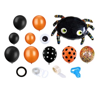halloween globo arco guirnalda kit, negro naranja confeti globos con cinta para niños halloween fiesta temática decoración de aula