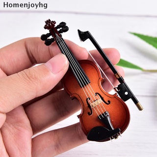 hhg> mini violín miniatura instrumento musical modelo de madera con soporte y caja bien (1)