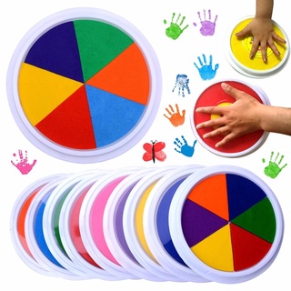 Divertido 6 colores de la almohadilla de tinta sello de bricolaje dedo pintura artesanía Cardmaking grande redondo para niños educación dibujo juguetes juguetes interactivos