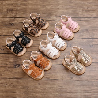 Bobora zapatos de bebé de cuero de goma plana antideslizante sandalias de suela suave