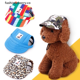 【cherry】 Dog Hat With Ear Holes Summer Canvas Baseball Cap For Small Pet Dog Products 【CO】