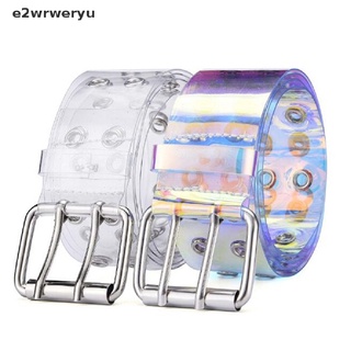 *e2wrweryu* transparente láser holográfico mujeres cinturón punk pin hebilla cintura correa venta caliente