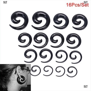 <SLT> 16Pcs/Set Spiral Taper Flesh Tunnel Ear Stretcher Expander Stretching Plug Snail