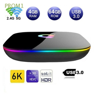PROM1 Q Plus Bluetooth Media Player Android 9.0 Dual Wifi 3D 6K 4GB 64GB Set Top Box Smart TV