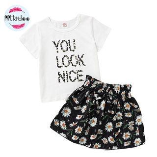 1-6t Conjunto De ropa De verano Para bebés niñas "You Look bonito" con estampado De letras De Manga corta+falda con estampado De margarita