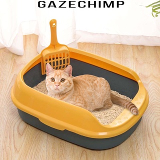 [Gazechimp] caja de arena para gatos, semicerrada, antiadherente, bandeja de arena antisalpicaduras, fácil de limpiar, borde desmontable, caja de arena, contenedor de cama