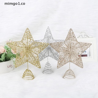 mimgo1: top de árbol de navidad con purpurina dorada, diseño de estrella de hierro, decoraciones navideñas para el hogar [co]
