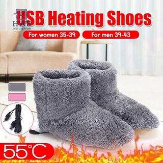 Invierno USB calentador zapatos de pie de felpa caliente eléctrico zapatilla pies lavables al calor hombres/mujeres
