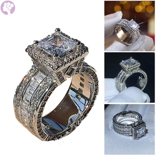 Hermoso anillo De plata 925 con pedrería Para mujer/boda/ zafiro blanco/Princesa