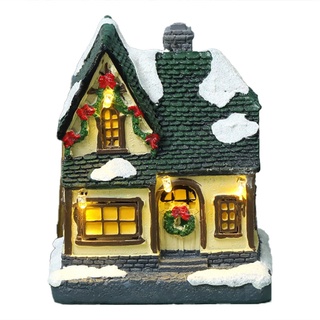 luminosa pequeña decoración de casa decoraciones navideñas resina nieve casa regalos de navidad (excluyendo la batería) b (2)