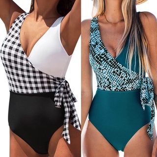 Women Solid Bikini Push-Up Padded Swimwear Beachwear One-Piece Swimsuit